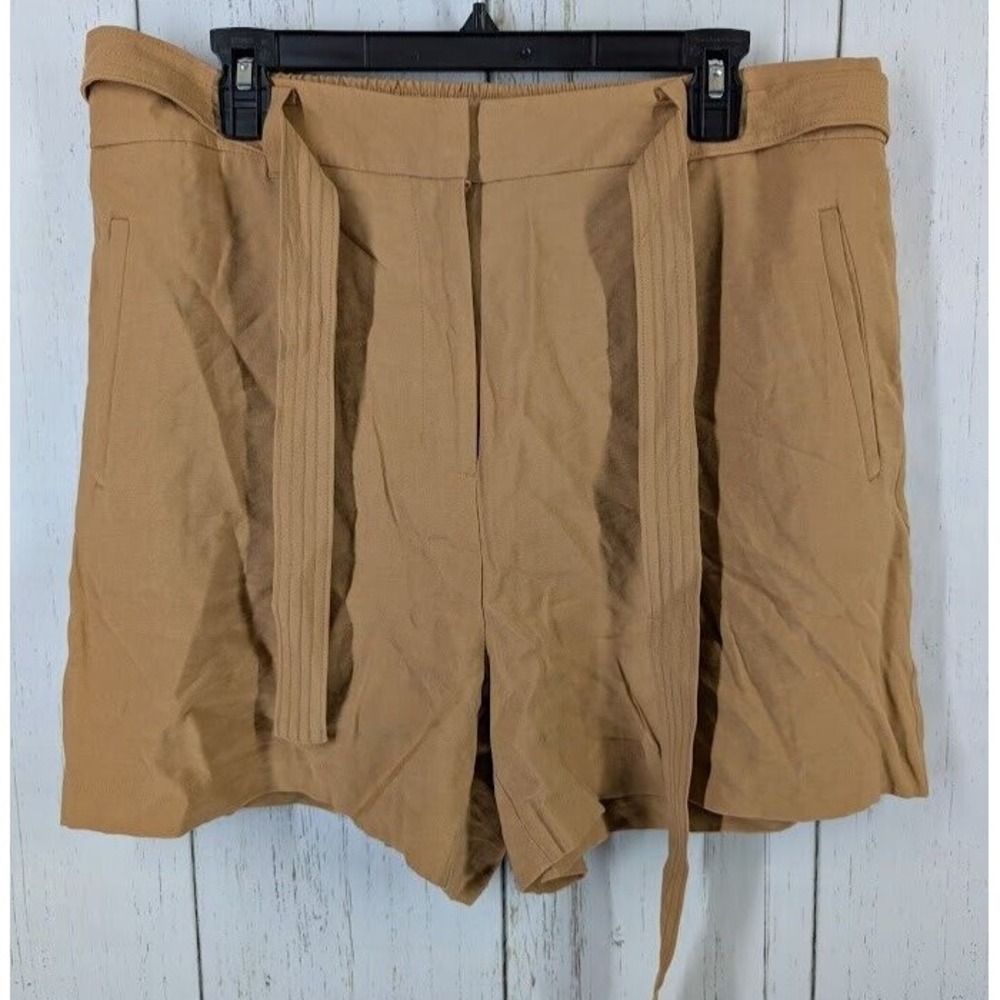 Nine West Size XL Brown‎ Rayon Womens Casual Summer Paperbag Belted Shorts